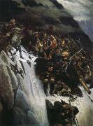 Vasily Surikov Suwoluofu across the Alps oil painting artist